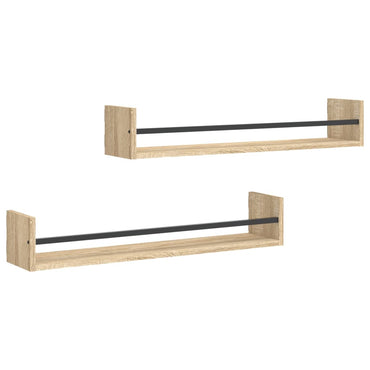 vidaXL Étagères murales avec tringles 2 pcs Chêne Sonoma 80x16x14 cm
