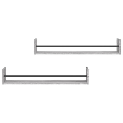 vidaXL Étagères murales avec tringles 2 pcs Gris Sonoma 80x16x14 cm