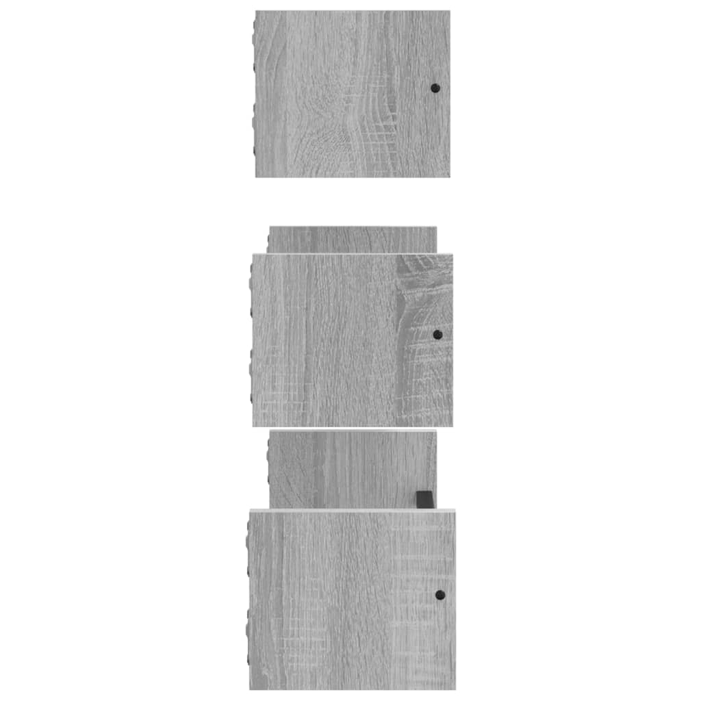 vidaXL Ensemble de 3 étagères murales avec tringles gris Sonoma en bois d'ingénierie