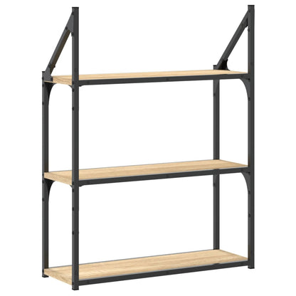 vidaXL Wandregal 3 Fächer Sonoma-Eiche 60x21x78,5 cm Holzwerkstoff
