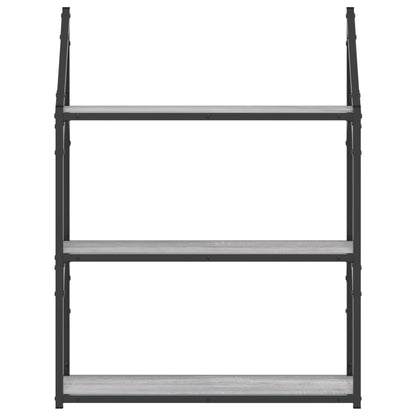 vidaXL Wandregal 3 Fächer Grau Sonoma 60x21x78,5 cm Holzwerkstoff