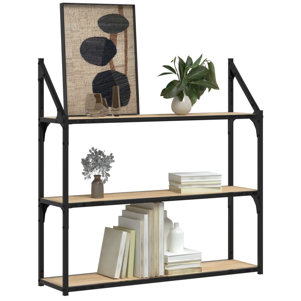 vidaXL Wandregal 3 Fächer Sonoma-Eiche 80x21x78,5 cm Holzwerkstoff