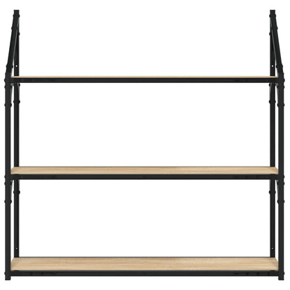 vidaXL Wandregal 3 Fächer Sonoma-Eiche 80x21x78,5 cm Holzwerkstoff
