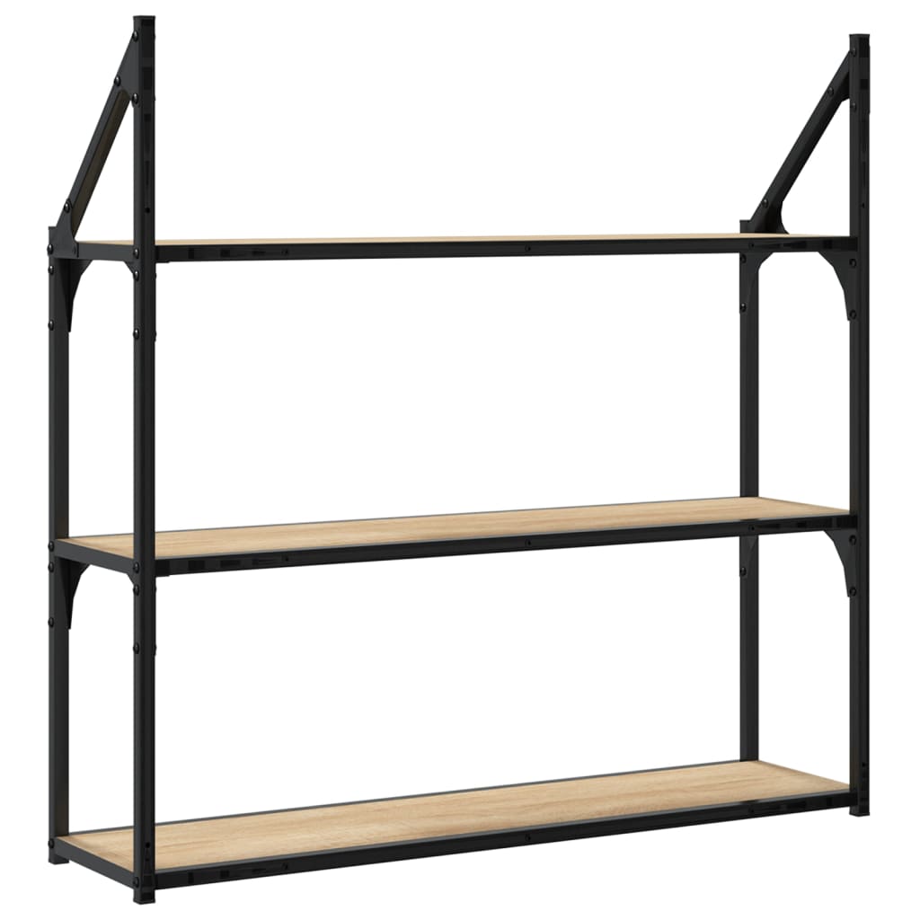 vidaXL Wandregal 3 Fächer Sonoma-Eiche 80x21x78,5 cm Holzwerkstoff