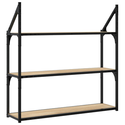 vidaXL Wandregal 3 Fächer Sonoma-Eiche 80x21x78,5 cm Holzwerkstoff