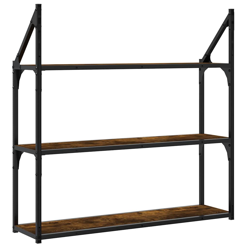vidaXL Étagère murale 3 compartiments chêne fumé 80x21x78,5 cm bois d'ingénierie