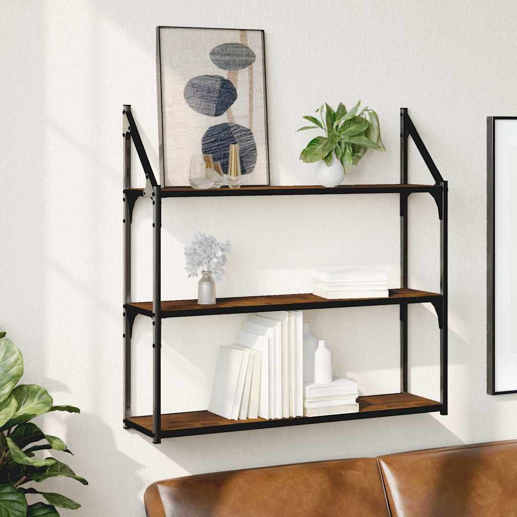 vidaXL Étagère murale 3 compartiments chêne fumé 80x21x78,5 cm bois d'ingénierie