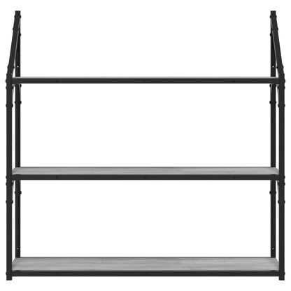 vidaXL Wandregal 3 Fächer Grau Sonoma 80x21x78,5 cm Holzwerkstoff