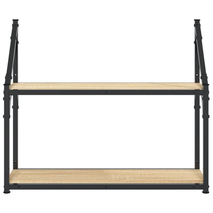 vidaXL 2-stöckiges Wandregal Sonoma-Eiche 60 x 21 x 51 cm Holzwerkstoff