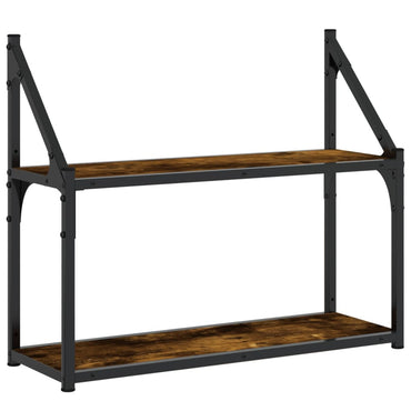 vidaXL Wandregal 2 Fächer Räuchereiche 60x21x51 cm Holzwerkstoff
