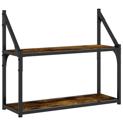 vidaXL Wandregal 2 Fächer Räuchereiche 60x21x51 cm Holzwerkstoff
