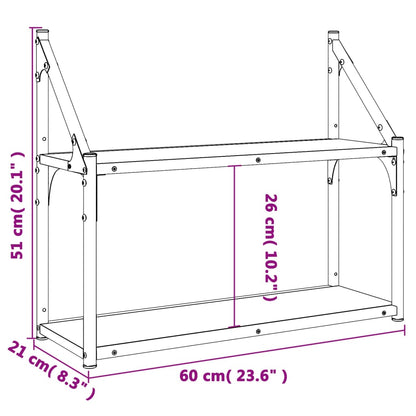 vidaXL Wandregal 2 Fächer Räuchereiche 60x21x51 cm Holzwerkstoff