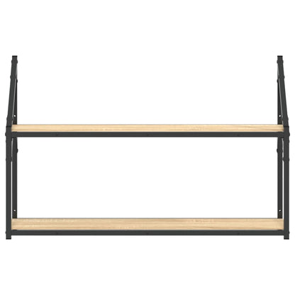vidaXL Wandregal 2 Fächer Sonoma-Eiche 80x21x51 cm Holzwerkstoff