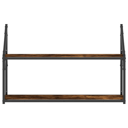 vidaXL Wandregal 2 Fächer Räuchereiche 80x21x51 cm Holzwerkstoff