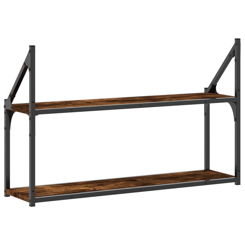 vidaXL Wandregal 2 Fächer Räuchereiche 80x21x51 cm Holzwerkstoff