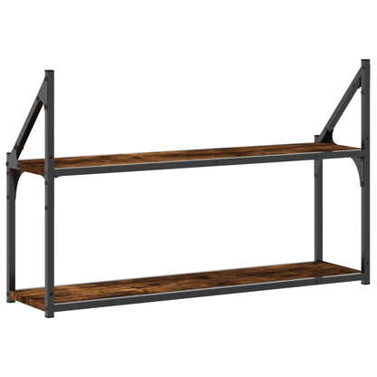 vidaXL Wandregal 2 Fächer Räuchereiche 80x21x51 cm Holzwerkstoff