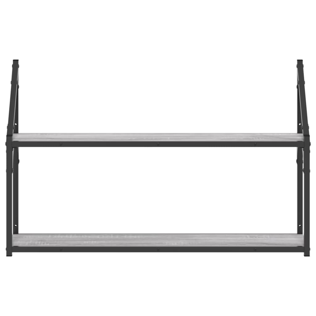 vidaXL Wandregal 2 Fächer Grau Sonoma 80x21x51 cm Holzwerkstoff