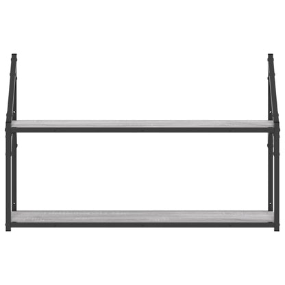vidaXL Wandregal 2 Fächer Grau Sonoma 80x21x51 cm Holzwerkstoff