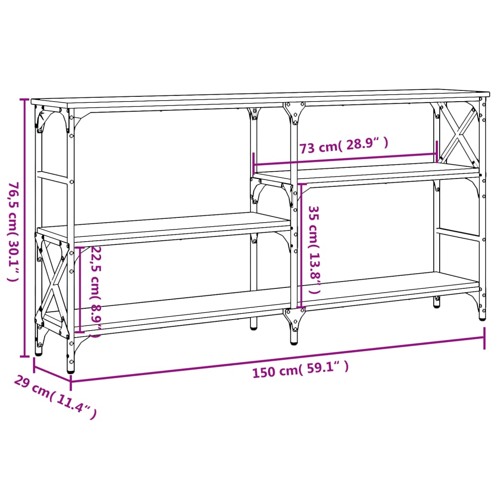 vidaXL Console Chêne Sonoma 150x29x76,5 cm Bois d'ingénierie