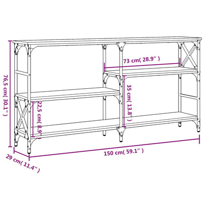 vidaXL Table console chêne fumé 150x29x76,5 cm bois d'ingénierie