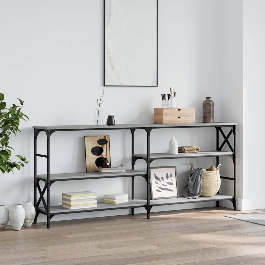 vidaXL Console table Gris Sonoma 180x29x76,5 cm Bois d'ingénierie