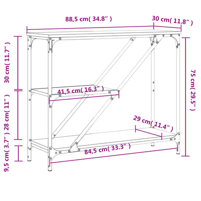 vidaXL Console Gris Sonoma 88,5x30x75 cm Aggloméré