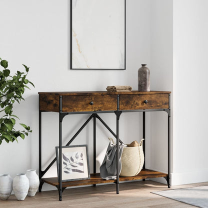 vidaXL Table console chêne fumé 100x39x78,5 cm bois d'ingénierie