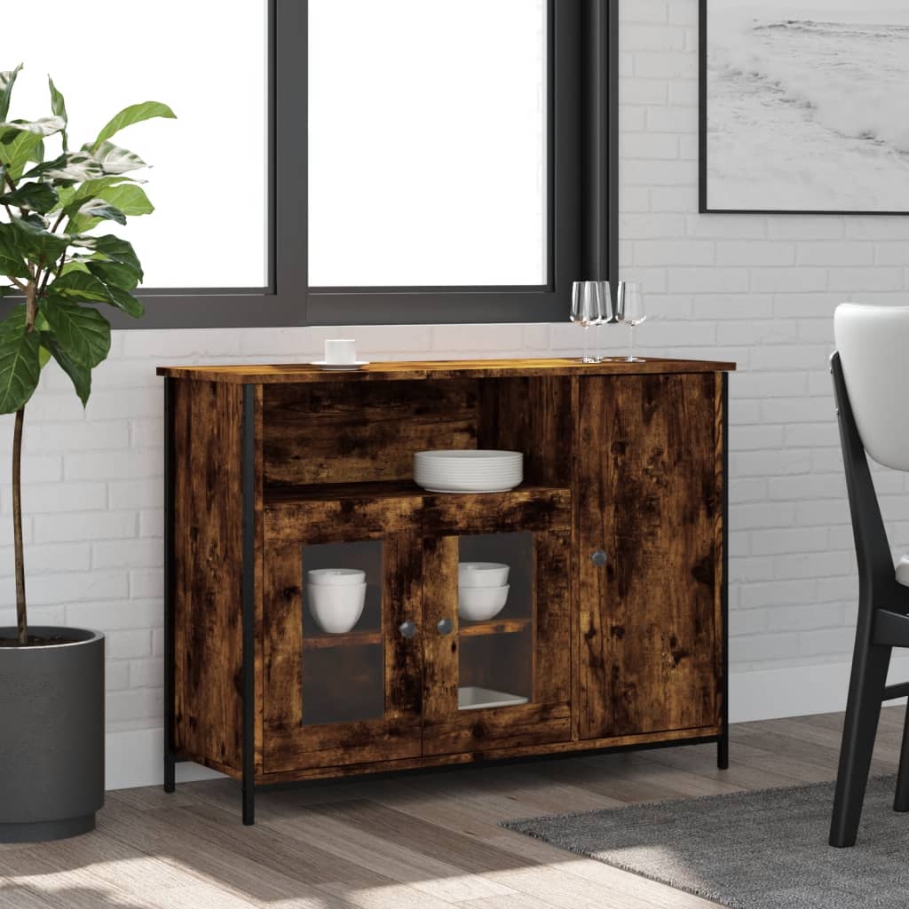 vidaXL Sideboard Räuchereiche 100x35x75 cm Holzwerkstoff