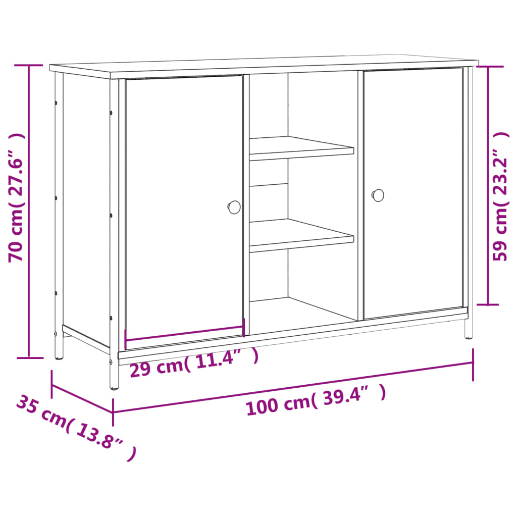 vidaXL Buffet noir 100x35x70 cm Bois d'ingénierie