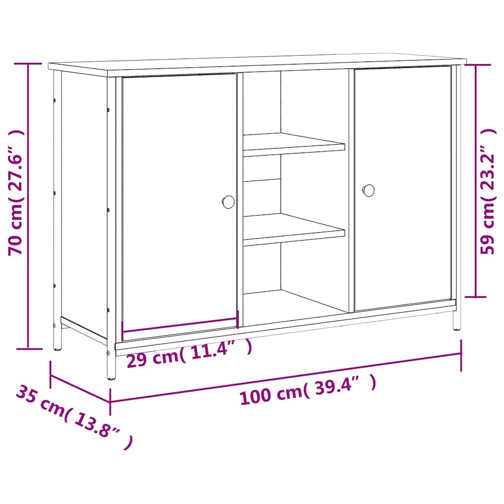 Sideboard Räuchereiche 100x35x70 cm Holzwerkstoff