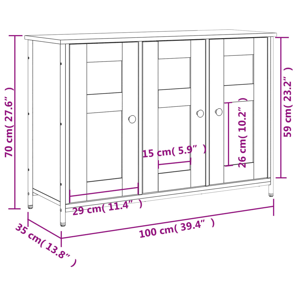vidaXL Buffet chêne fumé 100x35x70 cm bois d'ingénierie