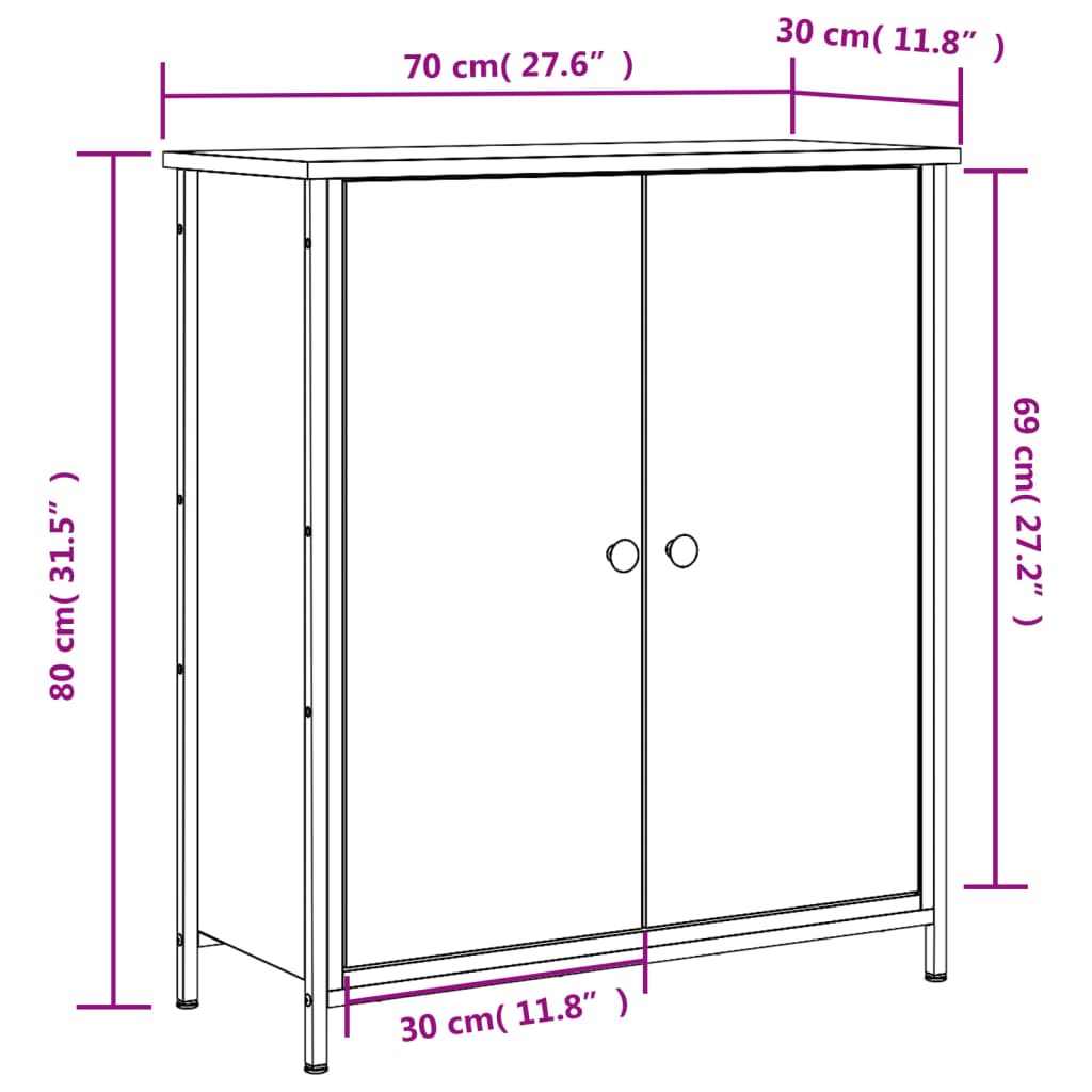 vidaXL Buffet gris Sonoma 70x30x80 cm Aggloméré