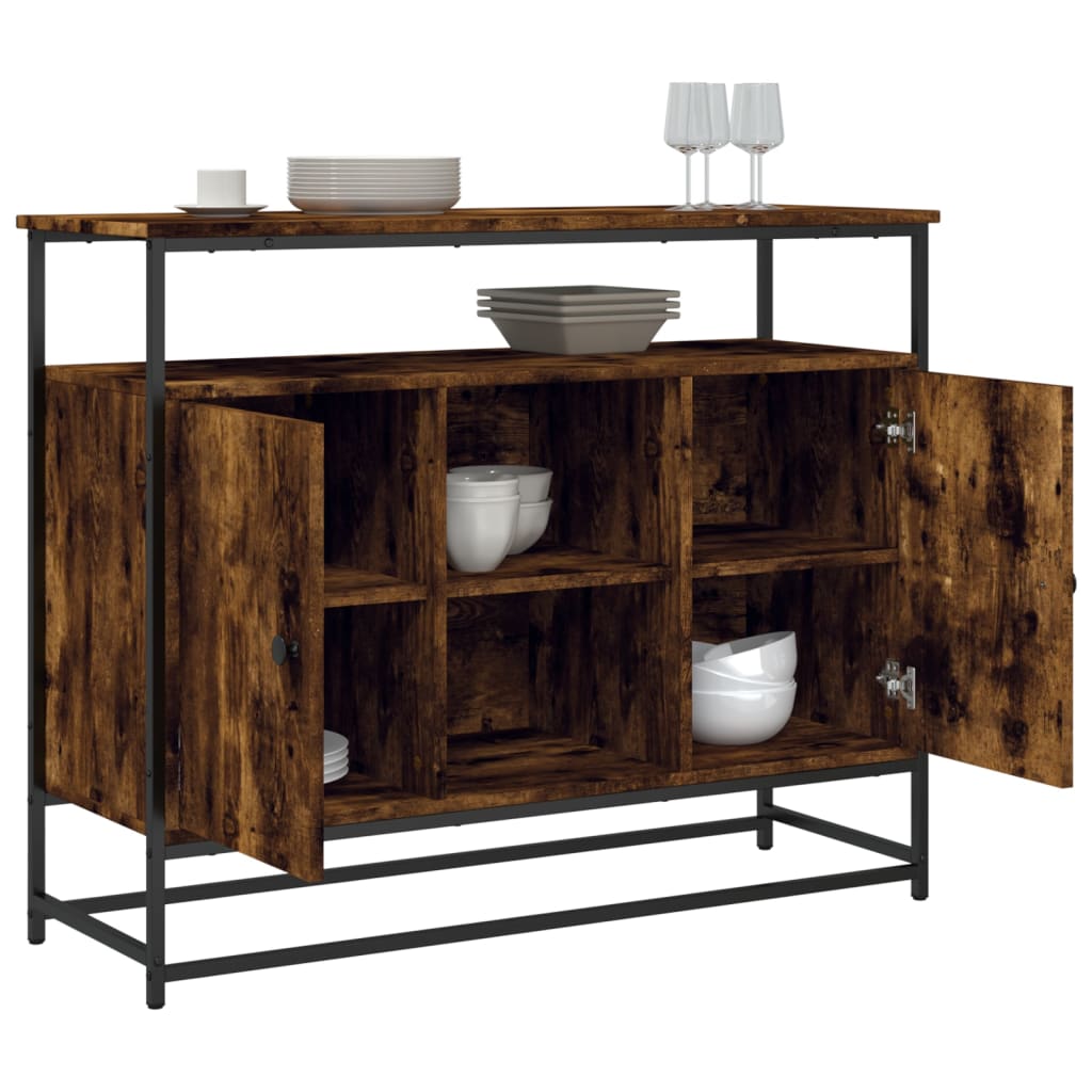 vidaXL Sideboard Räuchereiche 100x35x80 cm Holzwerkstoff