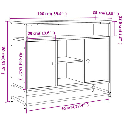 vidaXL Sideboard Grau Sonoma 100x35x80 cm Holzwerkstoff