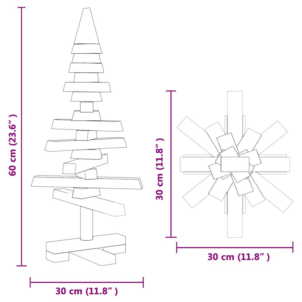 vidaXL Weihnachtsbaum Holz zum Schmücken 60 cm Massivholz Kiefer