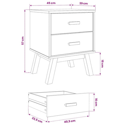 vidaXL Nachttisch OLDEN Grau und Braun Massivholz Kiefer