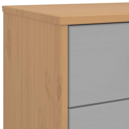 vidaXL Nachttisch OLDEN Grau und Braun Massivholz Kiefer