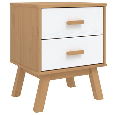 vidaXL Nachttisch OLDEN Weiß und Braun Massivholz Kiefer