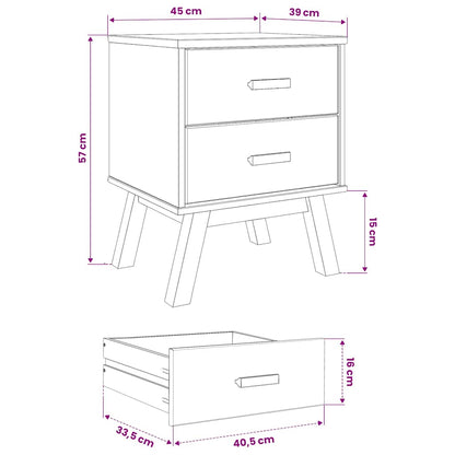 vidaXL Nachttisch OLDEN Weiß und Braun Massivholz Kiefer