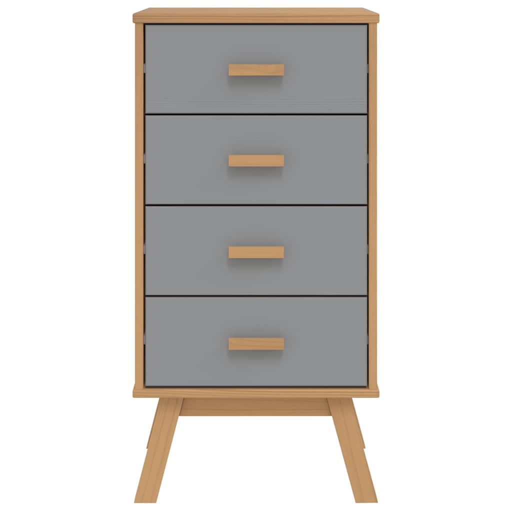 vidaXL Nachttisch OLDEN Grau und Braun Massivholz Kiefer