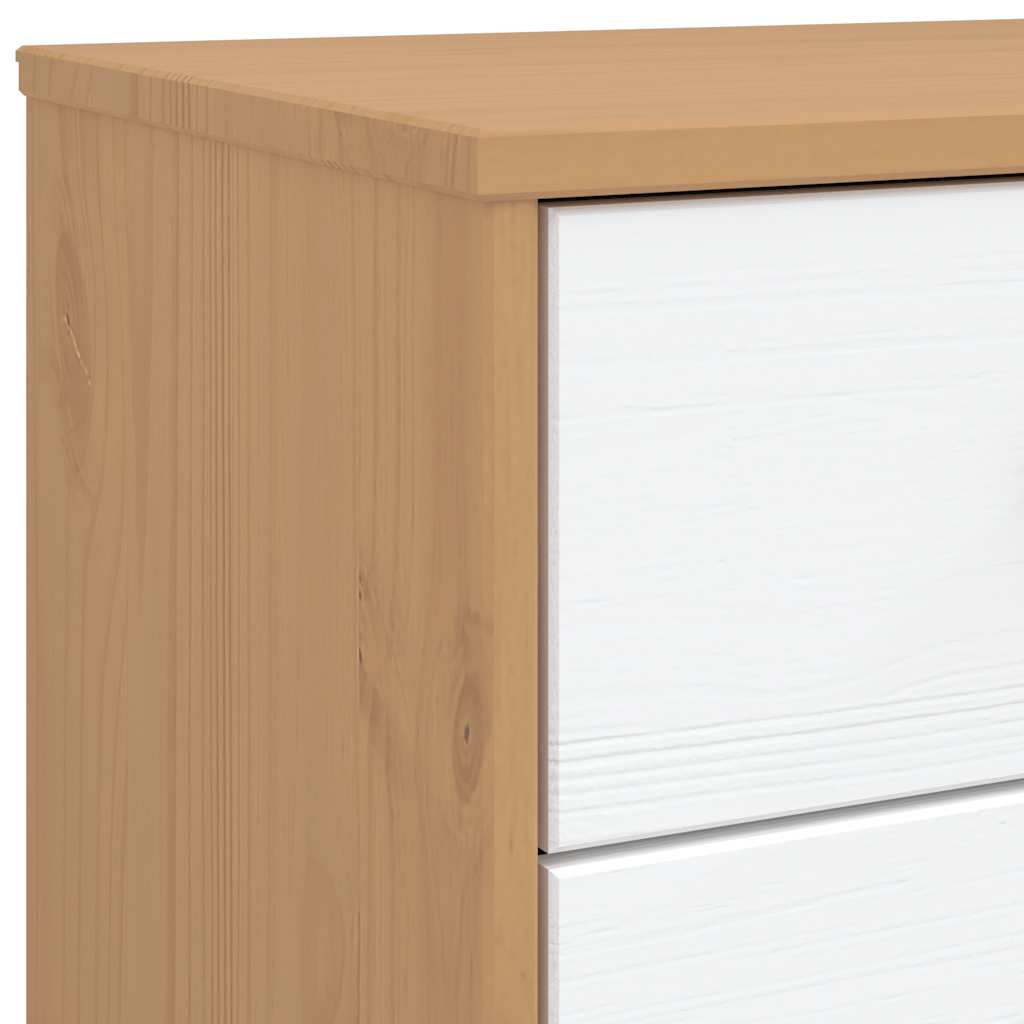 vidaXL Nachttisch OLDEN Weiß und Braun Massivholz Kiefer