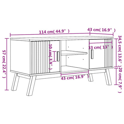 Meuble TV vidaXL OLDEN marron 114x43x57 cm bois de pin massif