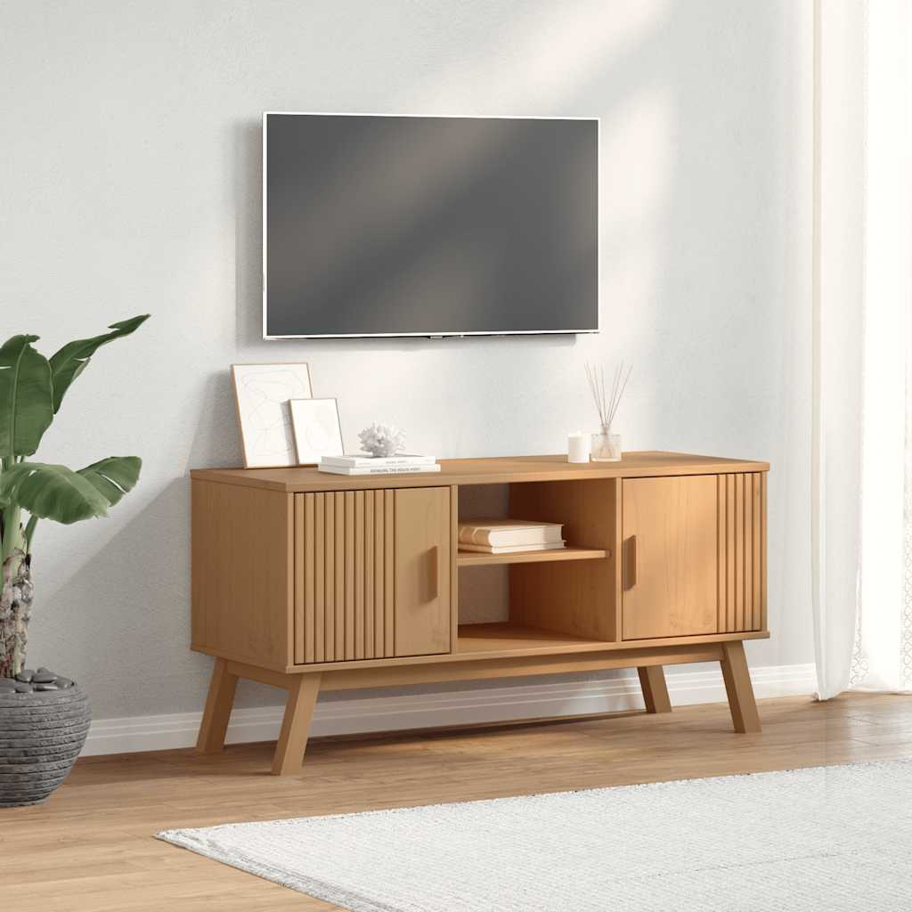 Meuble TV vidaXL OLDEN marron 114x43x57 cm bois de pin massif