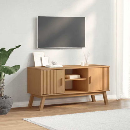 Meuble TV vidaXL OLDEN marron 114x43x57 cm bois de pin massif