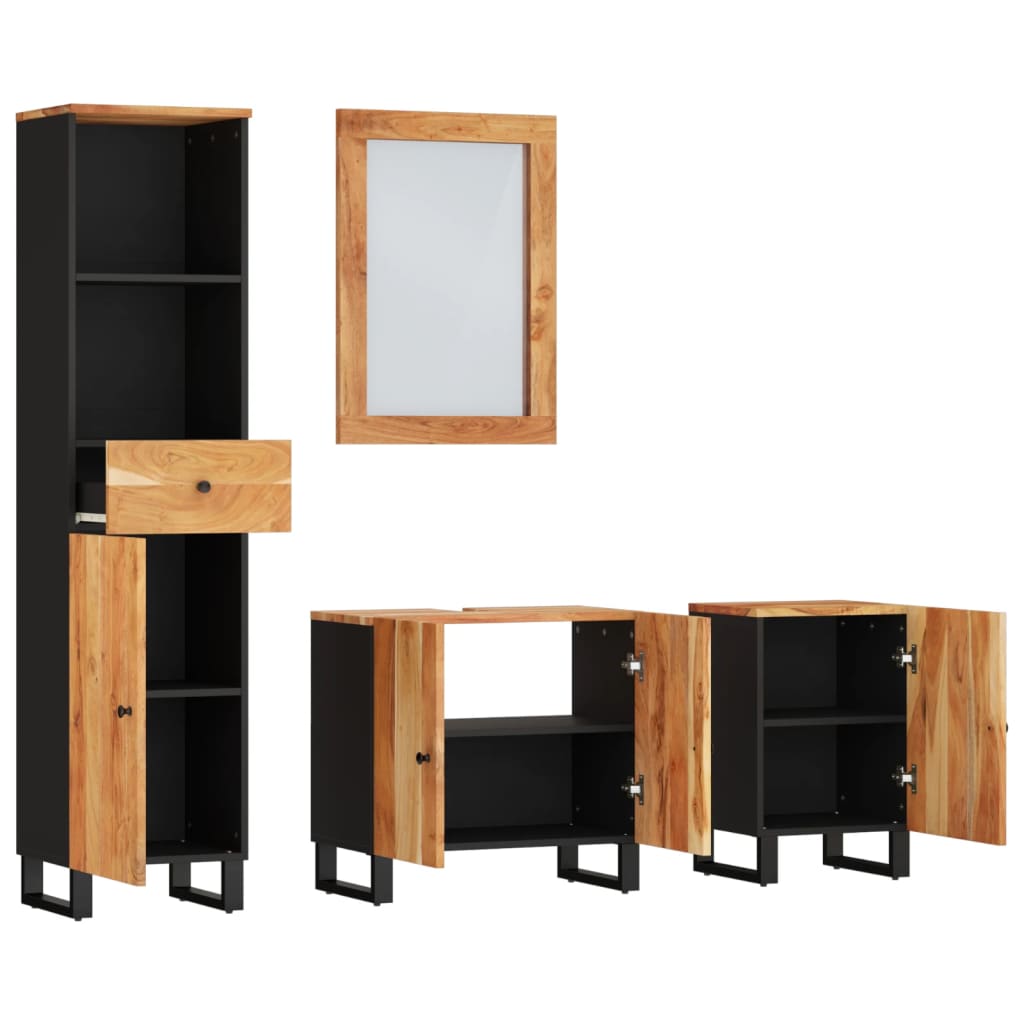 vidaXL Ensemble de 4 meubles de salle de bain en bois d'acacia massif