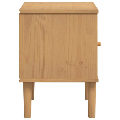 vidaXL Nachttisch SENJA Rattan-Look Braun 40x35x48cm Massivholz Kiefer