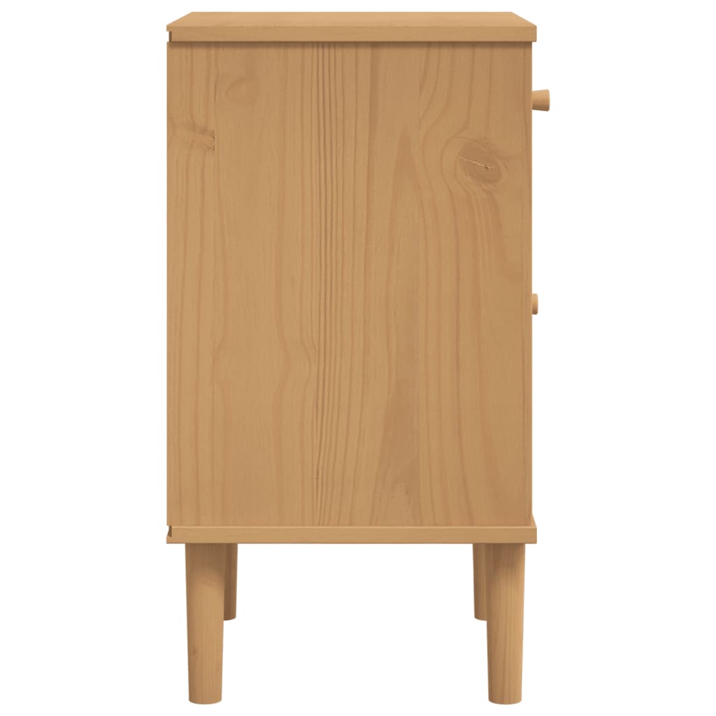 vidaXL Nachttisch SENJA Rattan-Look Braun 40x35x65cm Massivholz Kiefer
