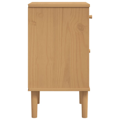 vidaXL Nachttisch SENJA Rattan-Look Braun 40x35x65cm Massivholz Kiefer
