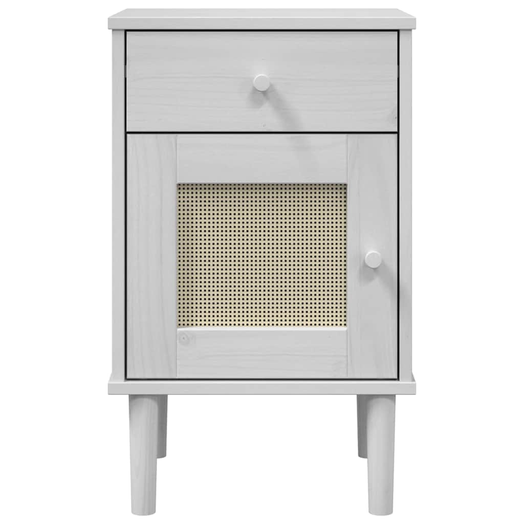 vidaXL Nachttisch SENJA Rattan-Look Weiß 40x35x65 cm Massivholz Kiefer
