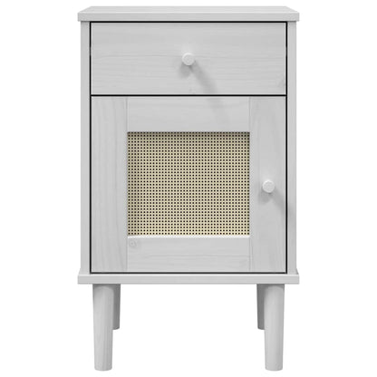 vidaXL Nachttisch SENJA Rattan-Look Weiß 40x35x65 cm Massivholz Kiefer